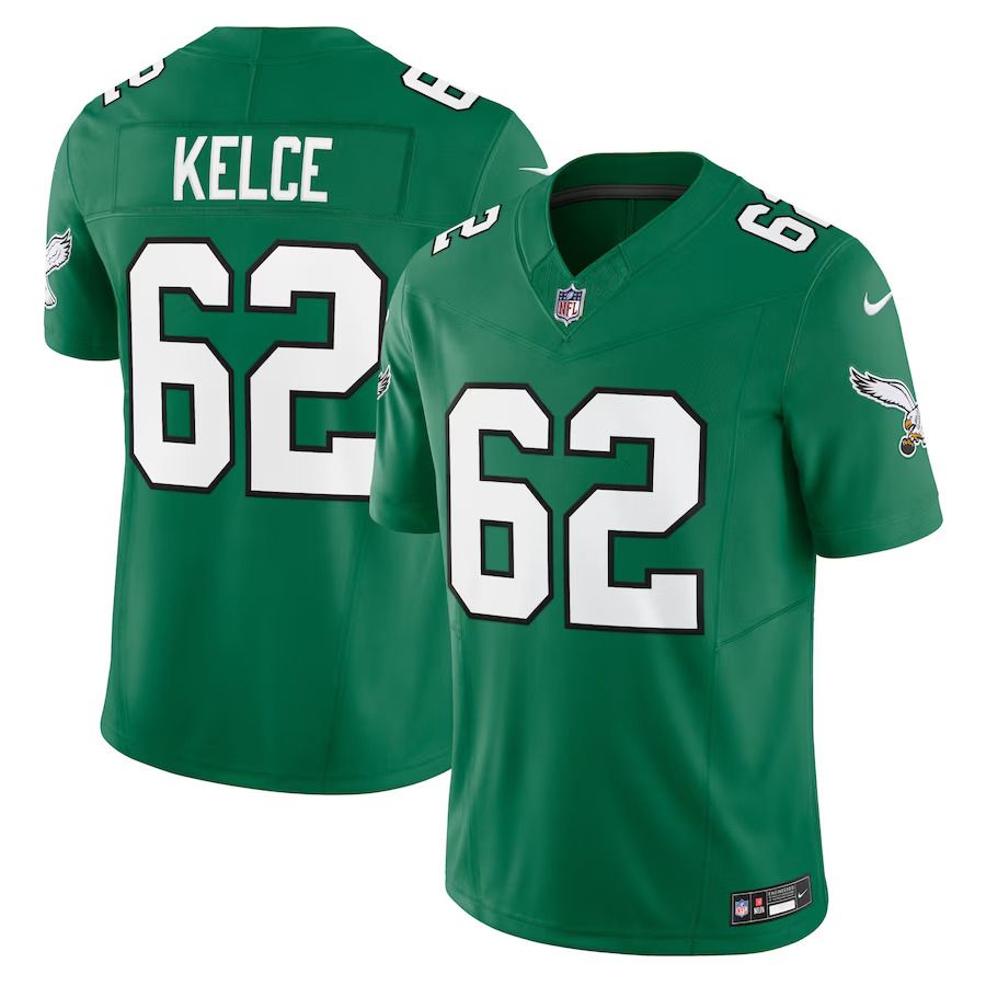 Men Philadelphia Eagles 62 Jason Kelce Nike Kelly Green Alternate Vapor F.U.S.E. Limited NFL Jersey